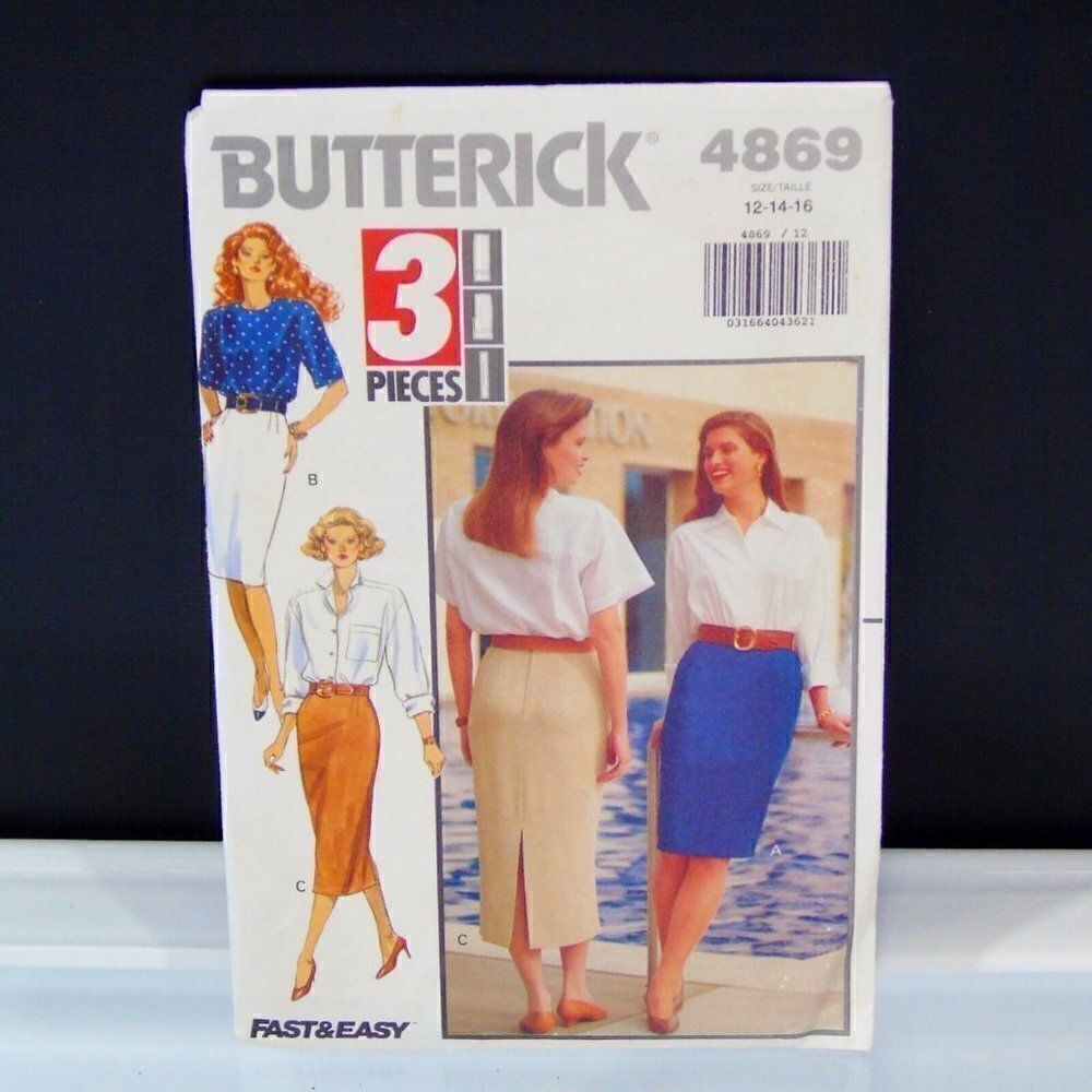 1990 Vintage Butterick 4869 Misses Skirt Pattern